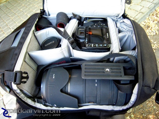 Lowepro Slingshot 200 All Weather Backpack, Canon EOS Rebel, and Sigma 50-500mm Telephoto Zoom Lens